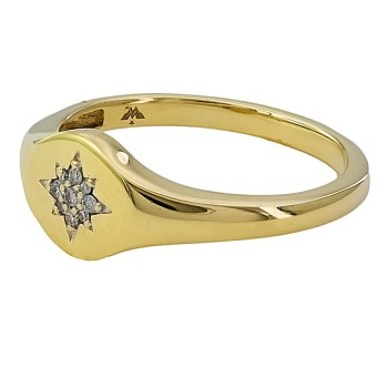 9ct gold Diamond Signet Ring size R